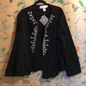 NWT rhinestone open jacket 2X Badgley Mischka